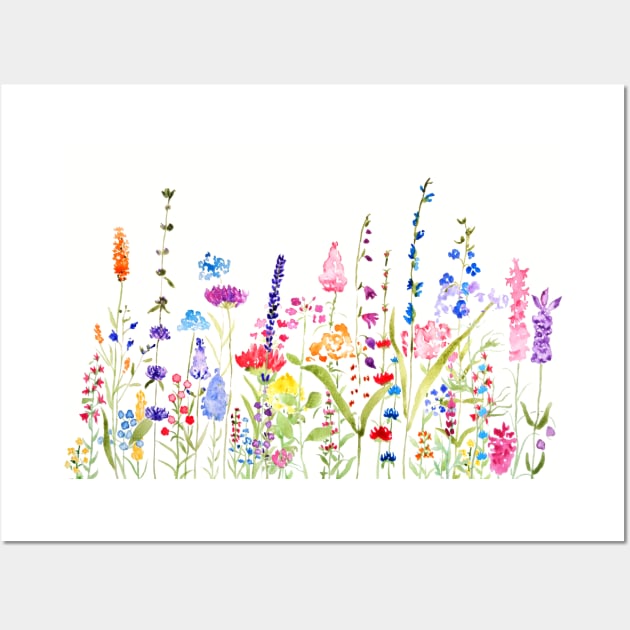 colorful wild flower field Wall Art by colorandcolor